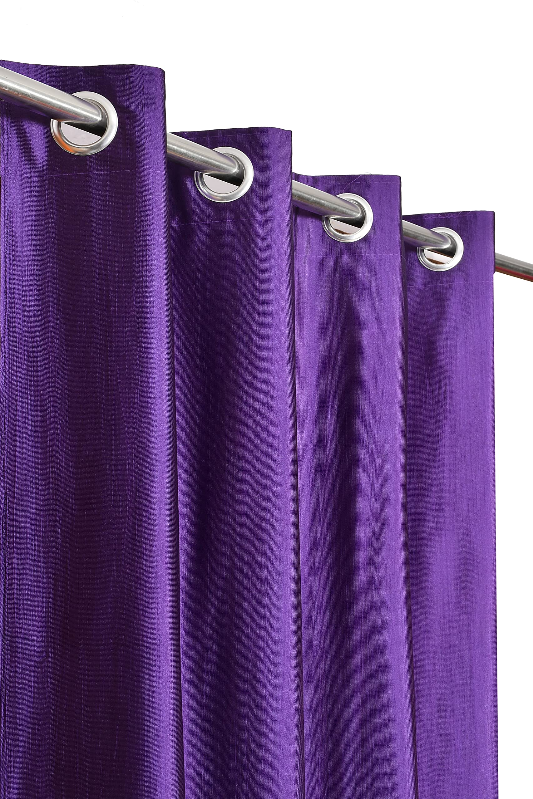 Galaxy Home Decor Solid Plain Curtains for Long Door 8 Feet, Pack of 3, White & Purple